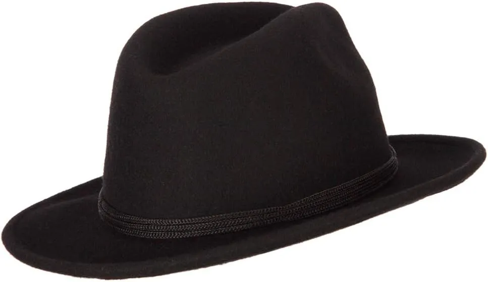 Jeanne Simmons Unisex Wool Felt Satin Rope Band Trim Pinched Crown Fedora Hat
