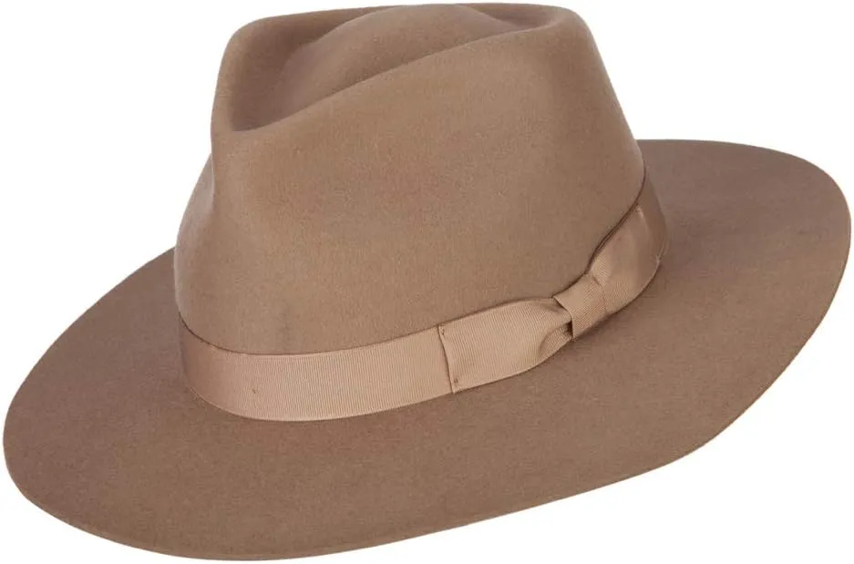 Jeanne Simmons Women's Bow Ribbon Band Pinched Crown Stiff Brim Wool Fedora Hat