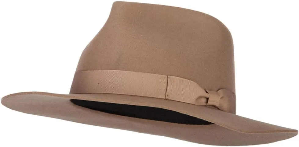 Jeanne Simmons Women's Bow Ribbon Band Pinched Crown Stiff Brim Wool Fedora Hat