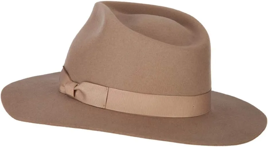 Jeanne Simmons Women's Bow Ribbon Band Pinched Crown Stiff Brim Wool Fedora Hat