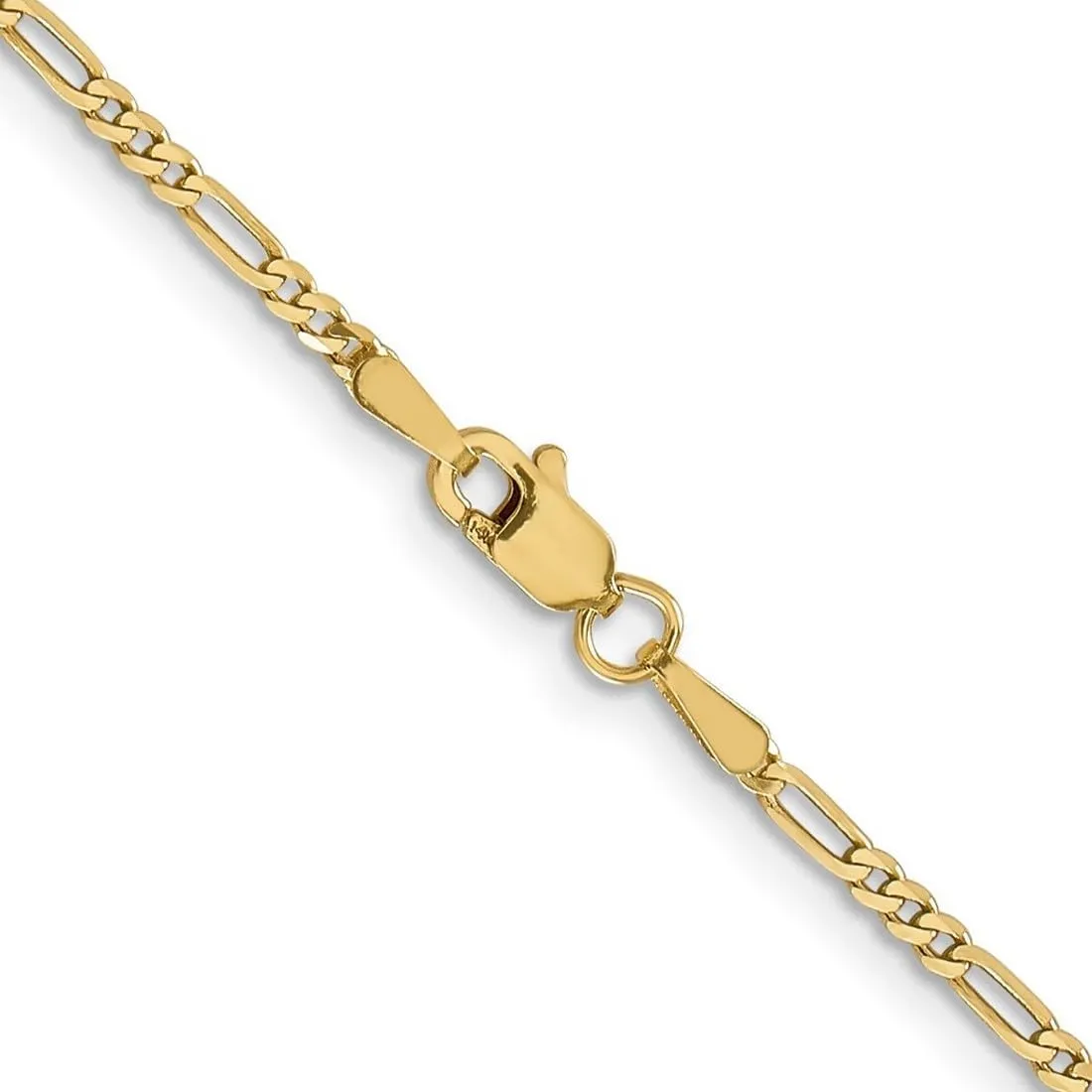 JewelryWeb 14k Solid Yellow Gold Lobster Claw Closure 1.80mm Flat Figaro Chain Ankle Bracelet Anklet for Women and Men