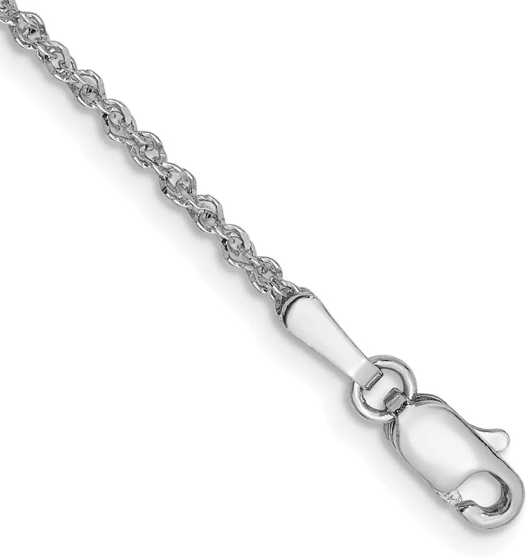 JewelryWeb 14k White Gold Solid Polished Lobster Claw Closure 1.7mm Ropa Anklet for Women