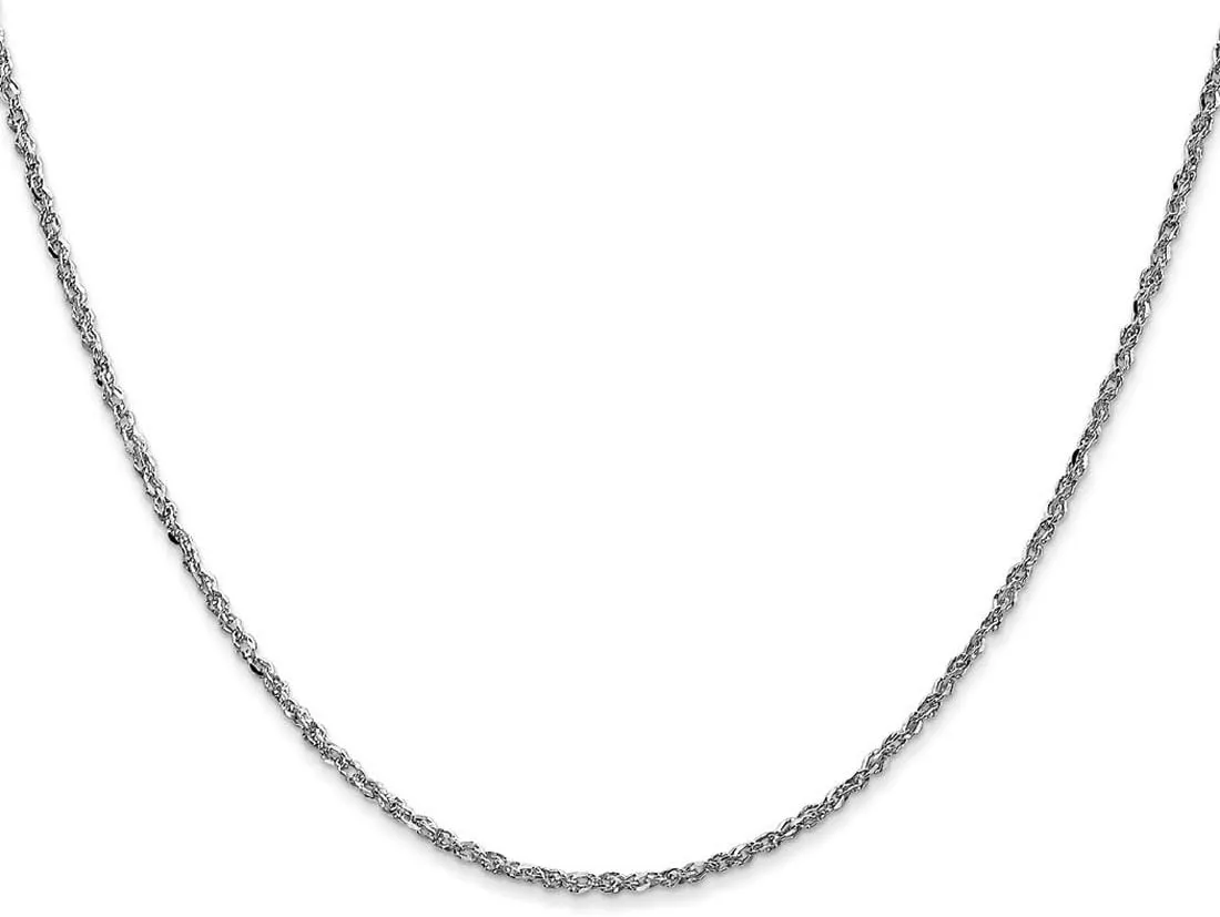 JewelryWeb 14k White Gold Solid Polished Lobster Claw Closure 1.7mm Ropa Anklet for Women