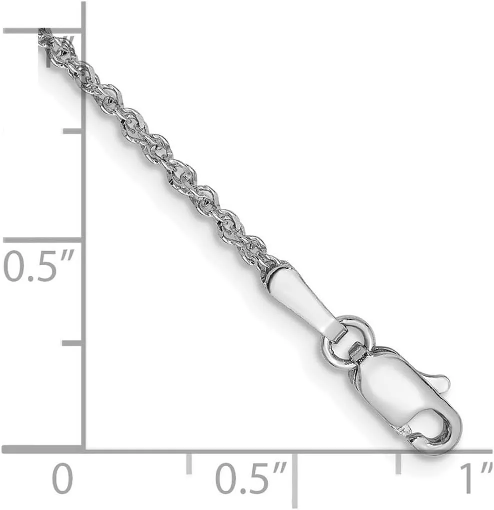 JewelryWeb 14k White Gold Solid Polished Lobster Claw Closure 1.7mm Ropa Anklet for Women