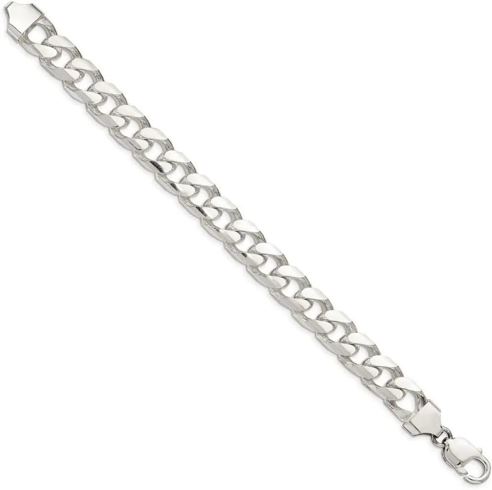 JewelryWeb 925 Sterling Silver 11.0mm Domed Curb Chain Bracelet Link-Bracelet for Women and Men