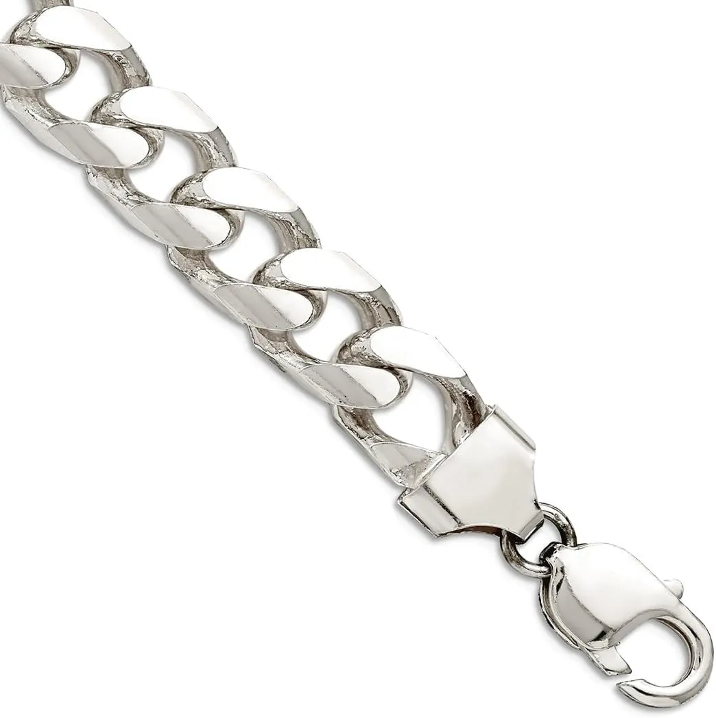 JewelryWeb 925 Sterling Silver 11.0mm Domed Curb Chain Bracelet Link-Bracelet for Women and Men