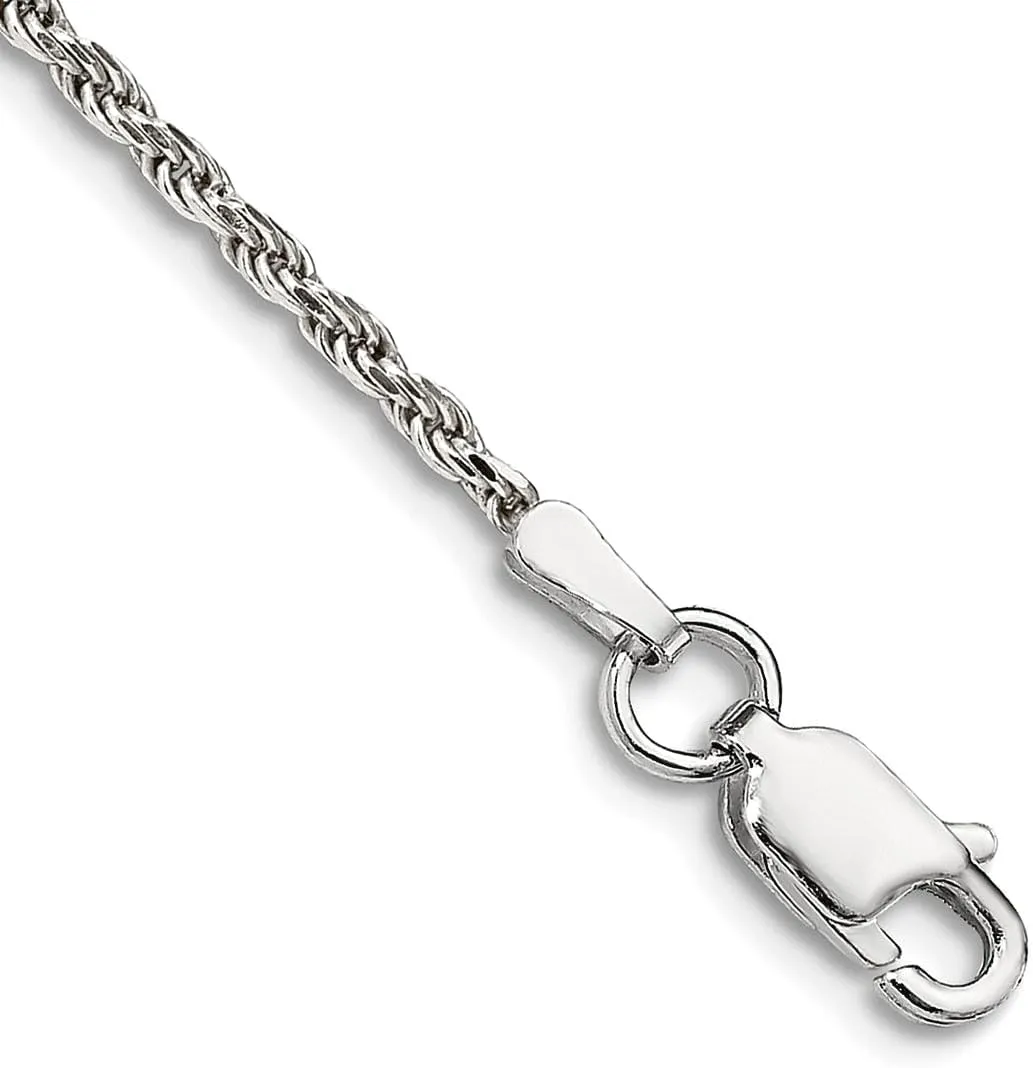 JewelryWeb 925 Sterling Silver 1.7mm Sparkle Cut Rope Chain Bracelet Anklet-Anklet for Women and Men
