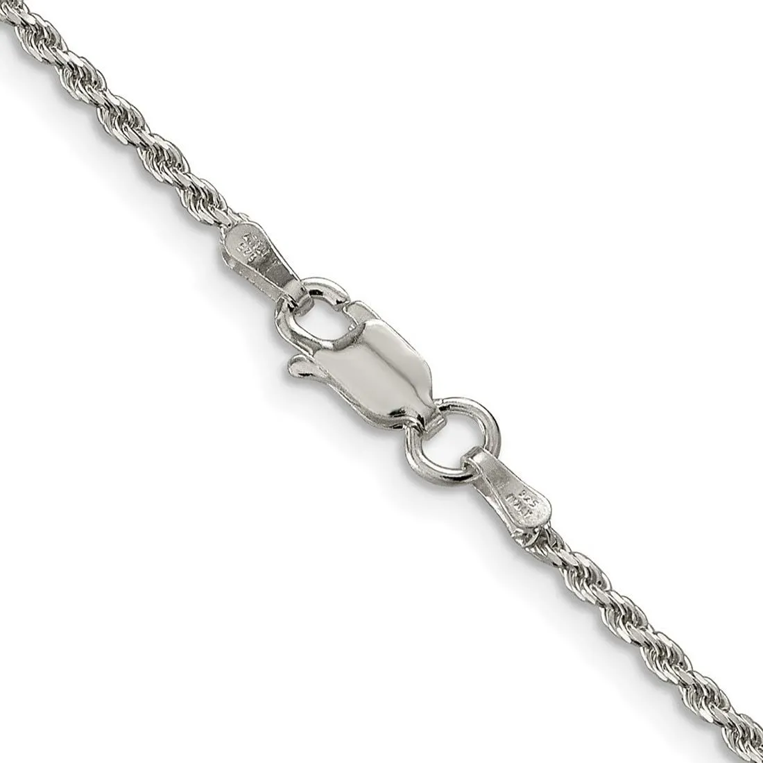 JewelryWeb 925 Sterling Silver 1.7mm Sparkle Cut Rope Chain Bracelet Anklet-Anklet for Women and Men