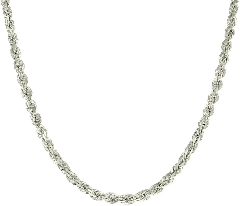 JewelryWeb 925 Sterling Silver Hollow Rope Chain-Silver 3.5mm Anklet-Anklet for Women and Men