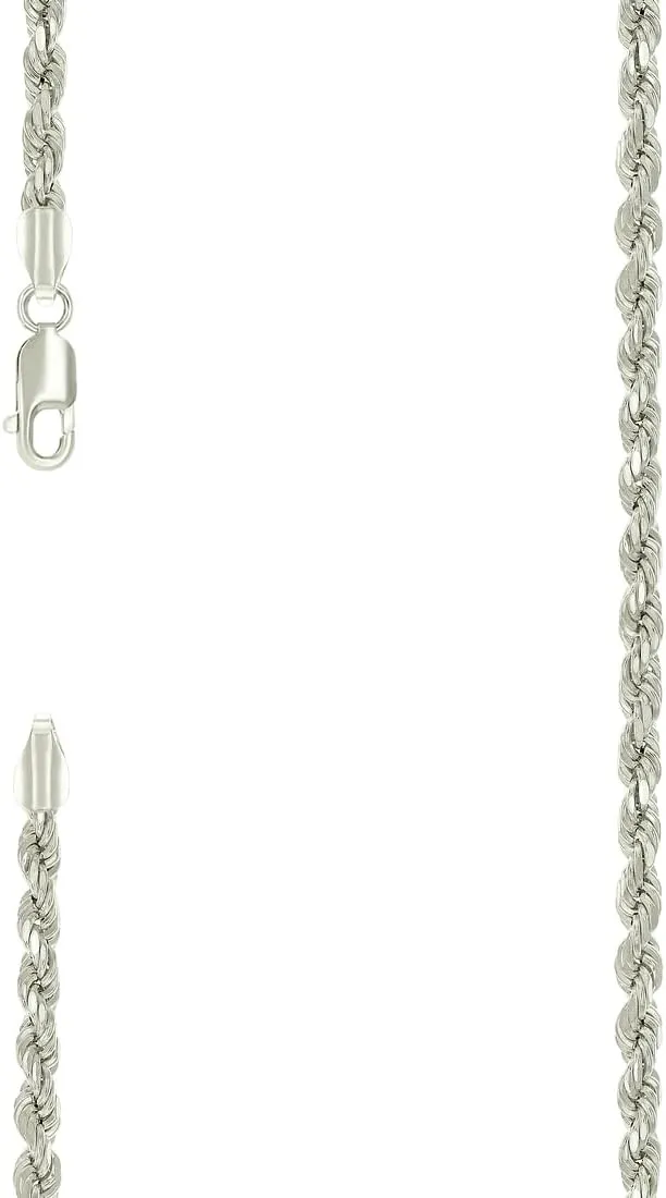 JewelryWeb 925 Sterling Silver Hollow Rope Chain-Silver 3.5mm Anklet-Anklet for Women and Men