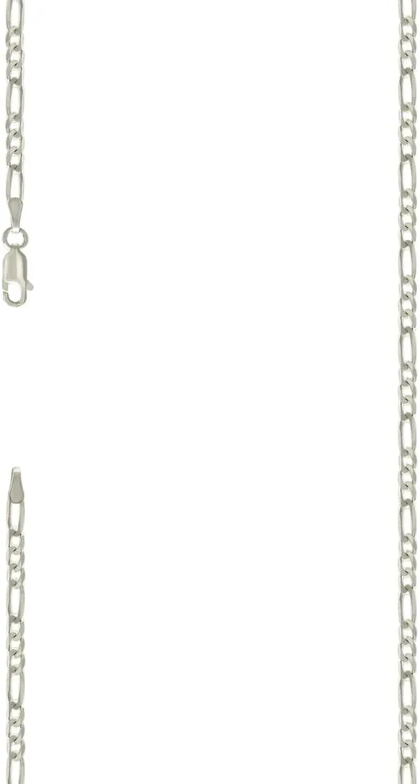 JewelryWeb 925 Sterling Silver Solid Classic Figaro-Silver Plated 3.0mm Anklet-Anklet for Women