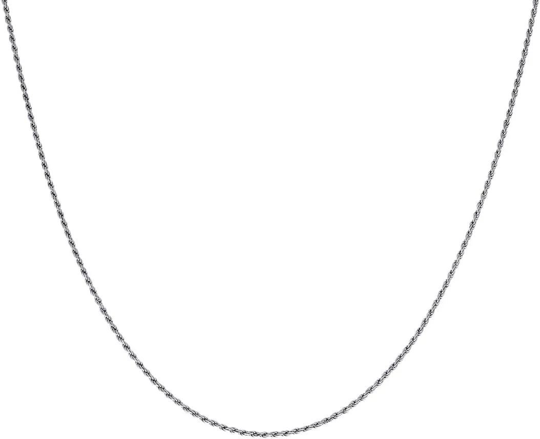 JewelryWeb 925 Sterling Silver Solid Rope Chain Rhodium 0.5mm Anklet-Anklet for Women and Men