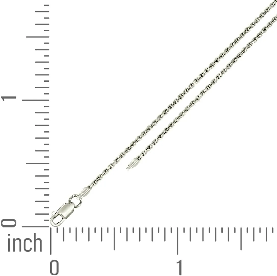 JewelryWeb 925 Sterling Silver Solid Rope Chain-Silver 1.5mm Anklet-Anklet for Women and Men