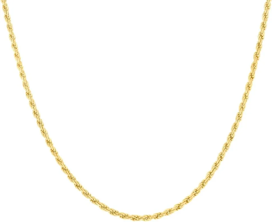 JewelryWeb 925 Sterling Silver Solid Rope Chain Yellow 1.5mm Anklet-Anklet for Women and Men