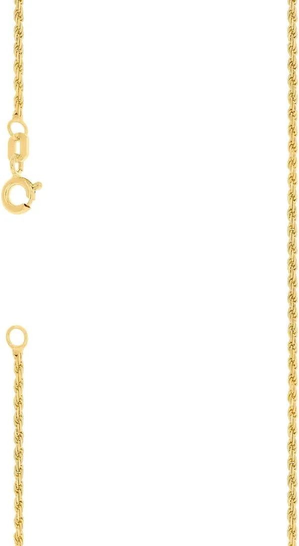 JewelryWeb 925 Sterling Silver Solid Rope Chain Yellow 1mm Anklet-Anklet for Women and Men
