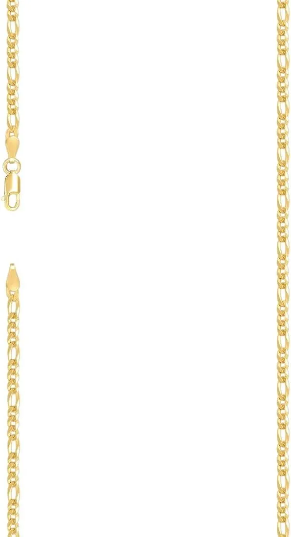 JewelryWeb 925 Sterling Silver Super Flat Figaro Chain Gold Plated 2.9mm Anklet-Anklet for Women and Men