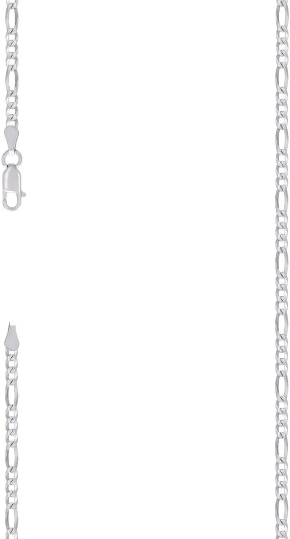 JewelryWeb 925 Sterling Silver Super Flat Figaro Chain Rhodium Plated 2.9mm Anklet-Anklet for Women and Men