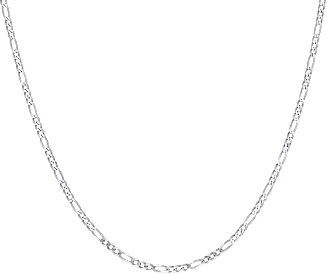 JewelryWeb 925 Sterling Silver Super Flat Figaro Chain Rhodium Plated 2.9mm Anklet-Anklet for Women and Men