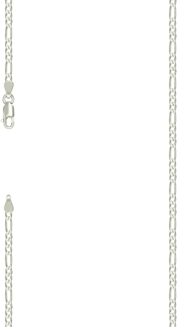 JewelryWeb 925 Sterling Silver Super Flat Figaro Chain-Silver Plated 2.9mm Anklet-Anklet for Women and Men