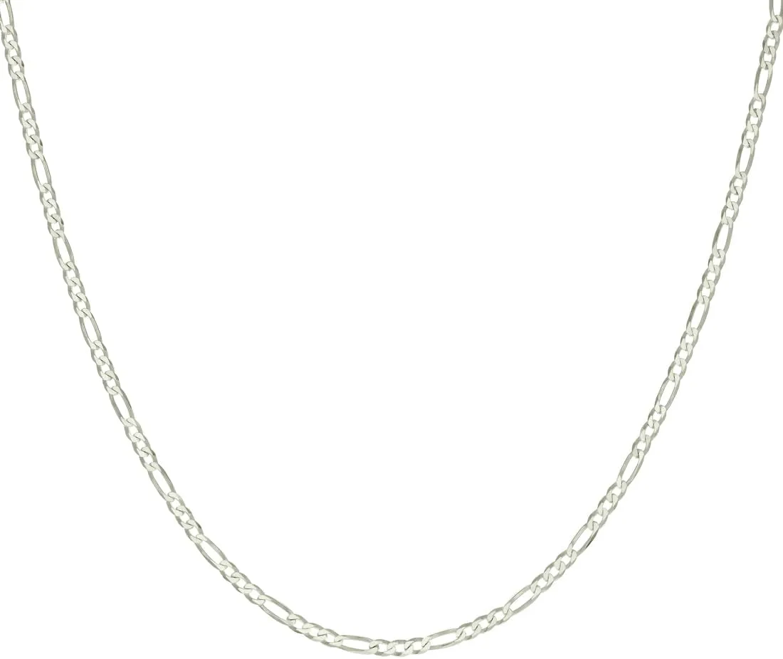 JewelryWeb 925 Sterling Silver Super Flat Figaro Chain-Silver Plated 2.9mm Anklet-Anklet for Women and Men