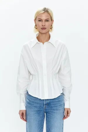 Julie Pleated Button Down Shirt - Le Blanc