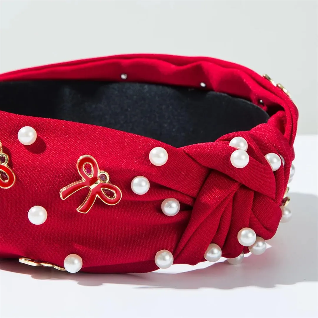 Knotted Wide Brim Hair Band Women's Beaded Bowknot Accessories Headband Sweet Hair Accessories