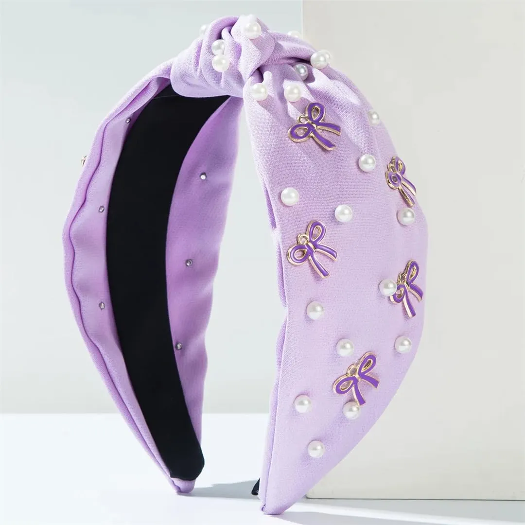 Knotted Wide Brim Hair Band Women's Beaded Bowknot Accessories Headband Sweet Hair Accessories
