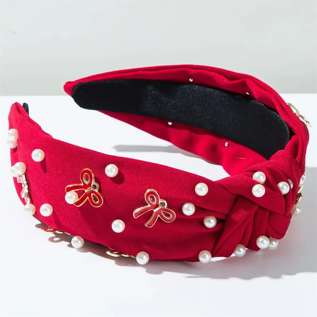 Knotted Wide Brim Hair Band Women's Beaded Bowknot Accessories Headband Sweet Hair Accessories
