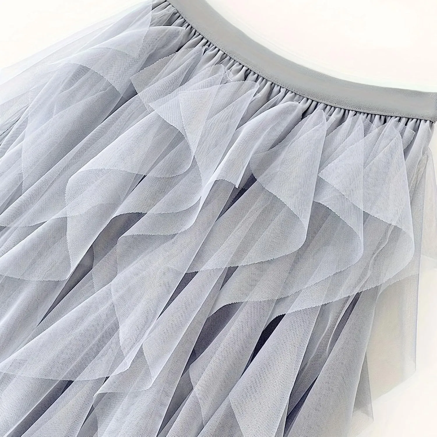 Layered Tutu Skirts for Women High Waist A Line Fairy Ruffle Mesh Midi Tulle Skirt Bridesmaid Wedding Irregular Skirt