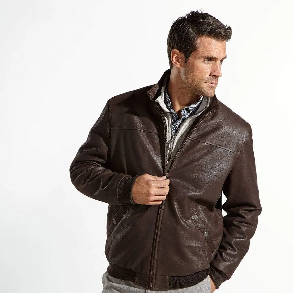 Leather Flight Jacket Satin-Lined