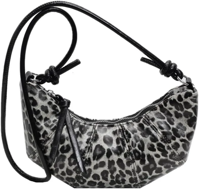 Leopard Hobo Crescent Dumpling Bag Cheetah Print Sling Half Moon Bag Leather Leopard Print Horn Bag Animal Print Bag