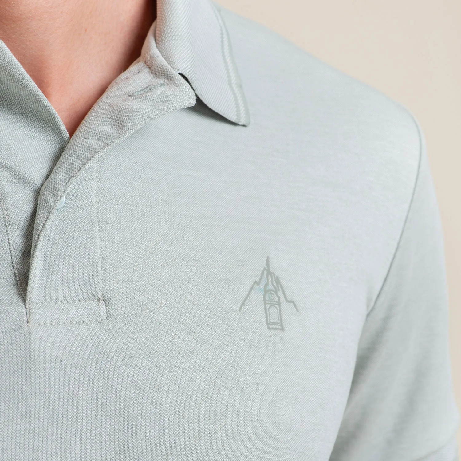 LIGHT GREEN PURE COTTON POLO COLLAR T-SHIRT