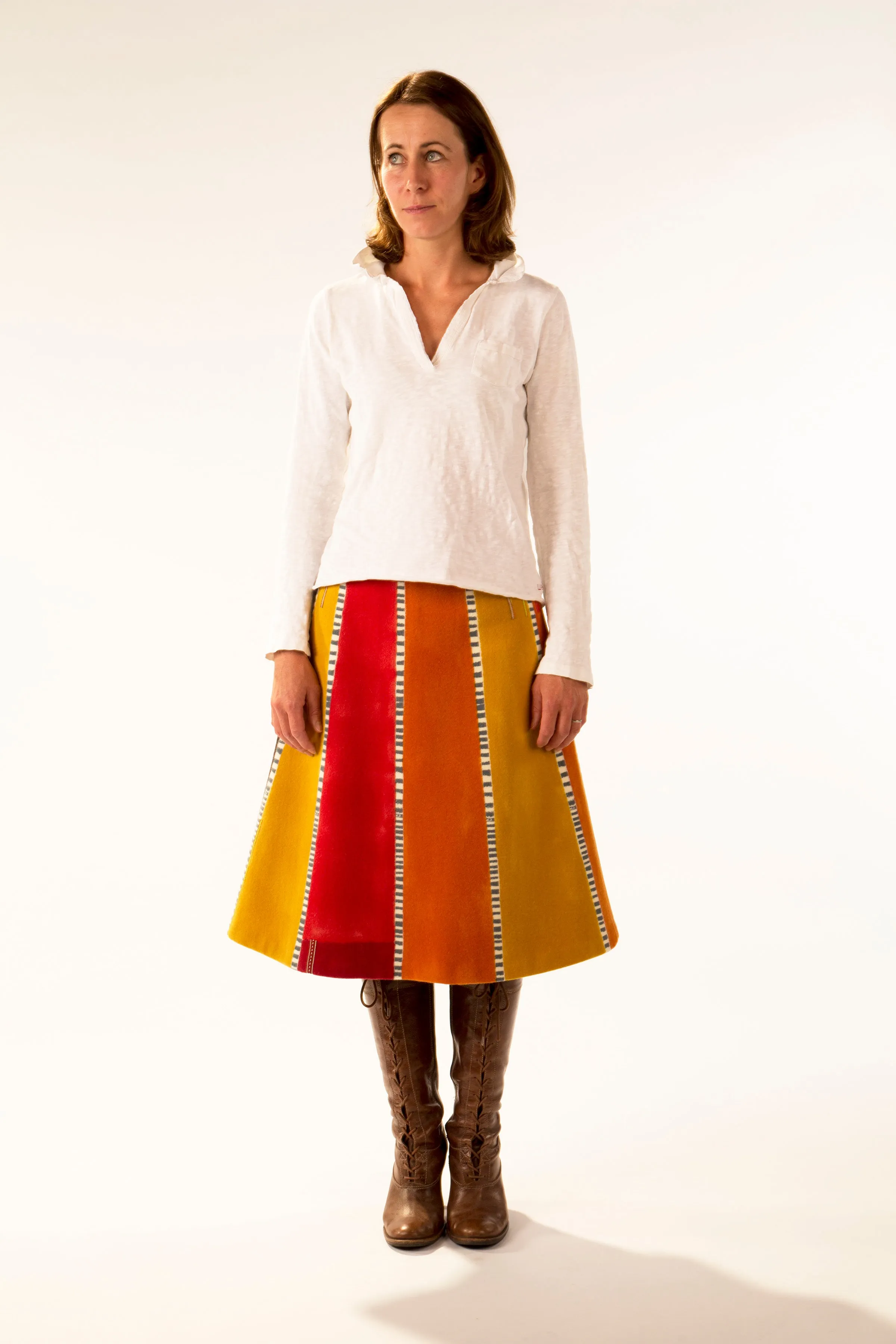 'Linear Stripes' Blanket wool skirt