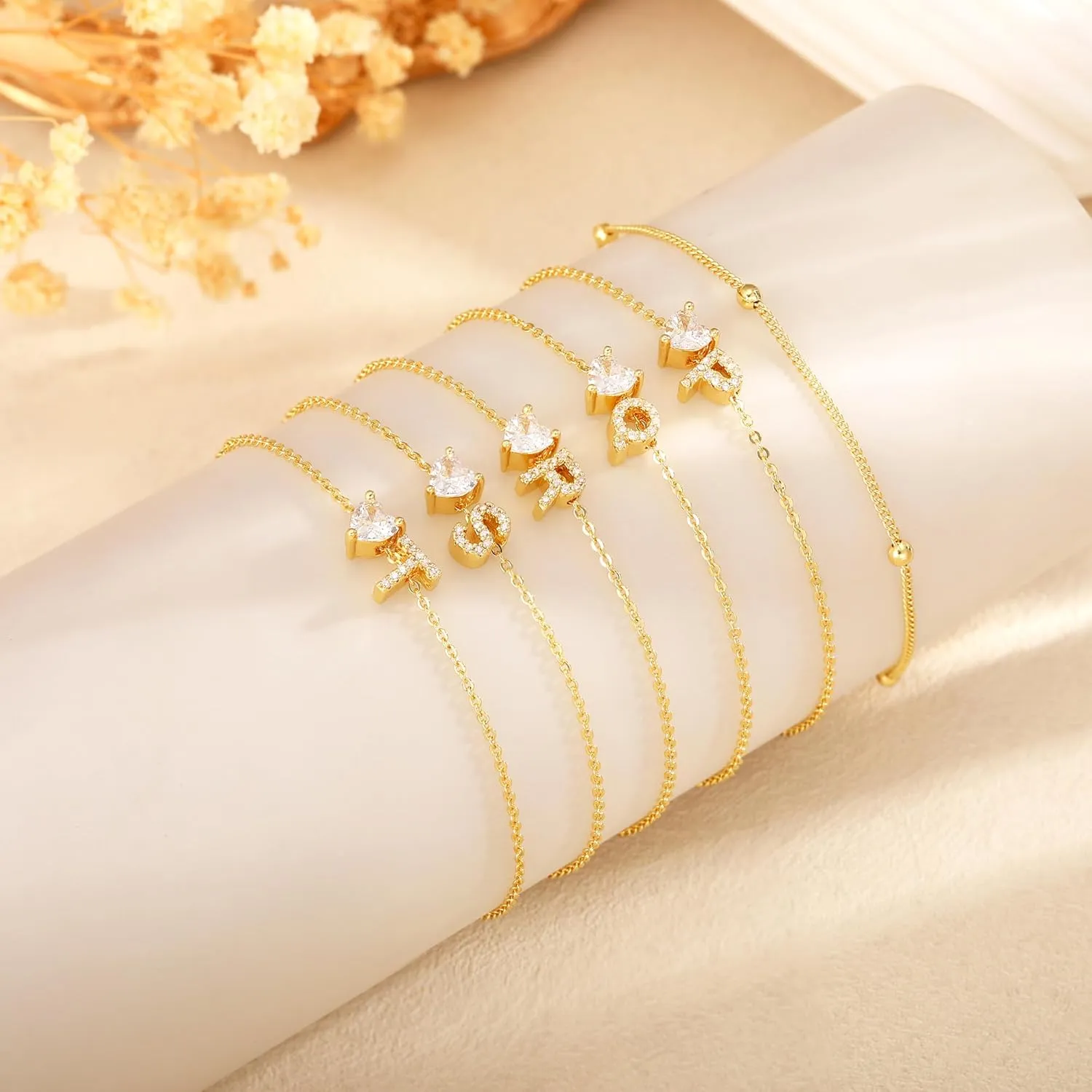 Love Heart Initial Gold Anklets for Women Dainty 14k Gold Plated CZ Anklet Trendy Waterproof Fashion Jewelry Gifts for Women