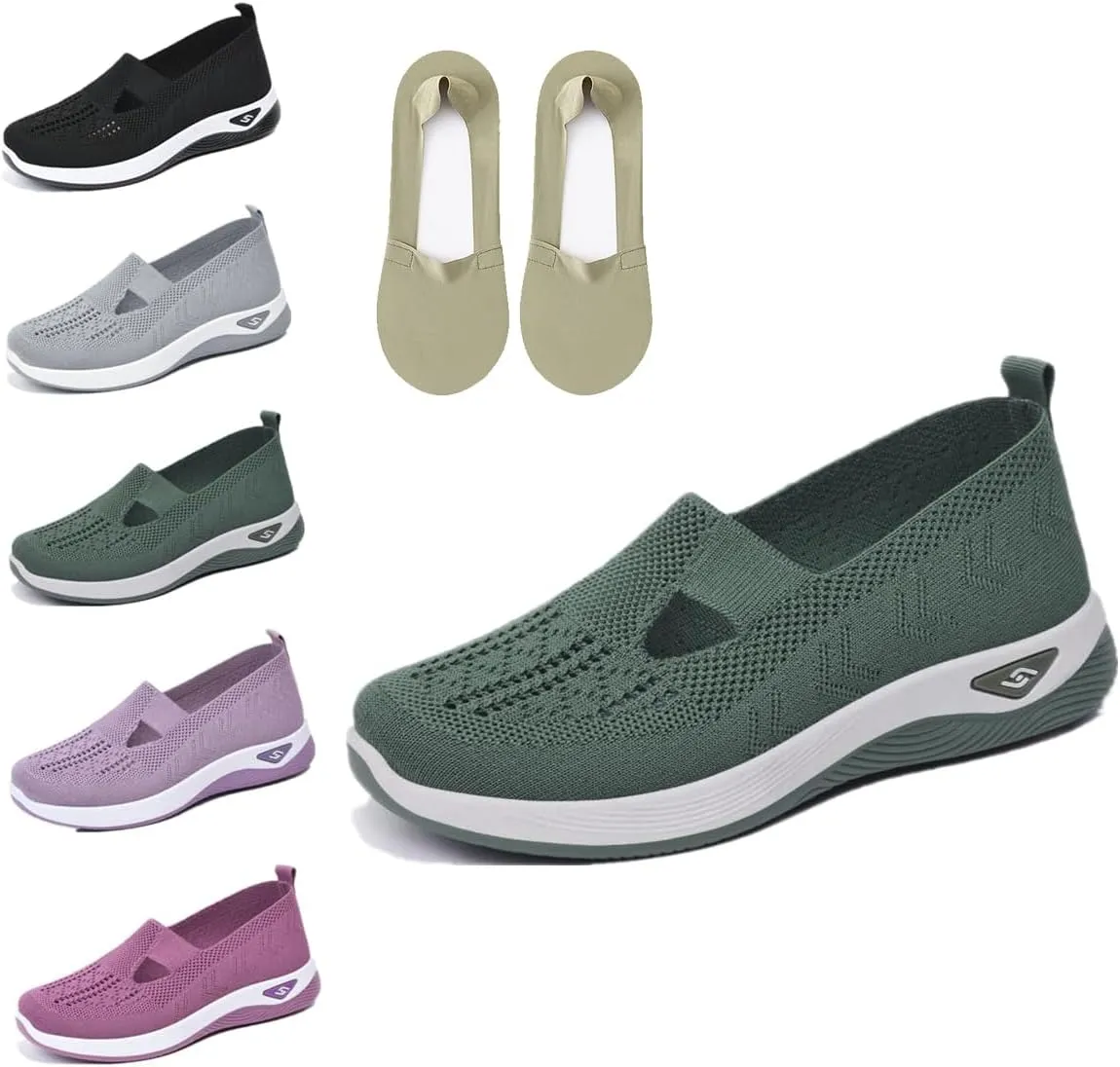 Lunashinex Knitted Sneakers, Orthopedic Women's Comfortable Breathable Knitted Sneakers, Lightweight Outdoor Slip-On Sneakers for Women