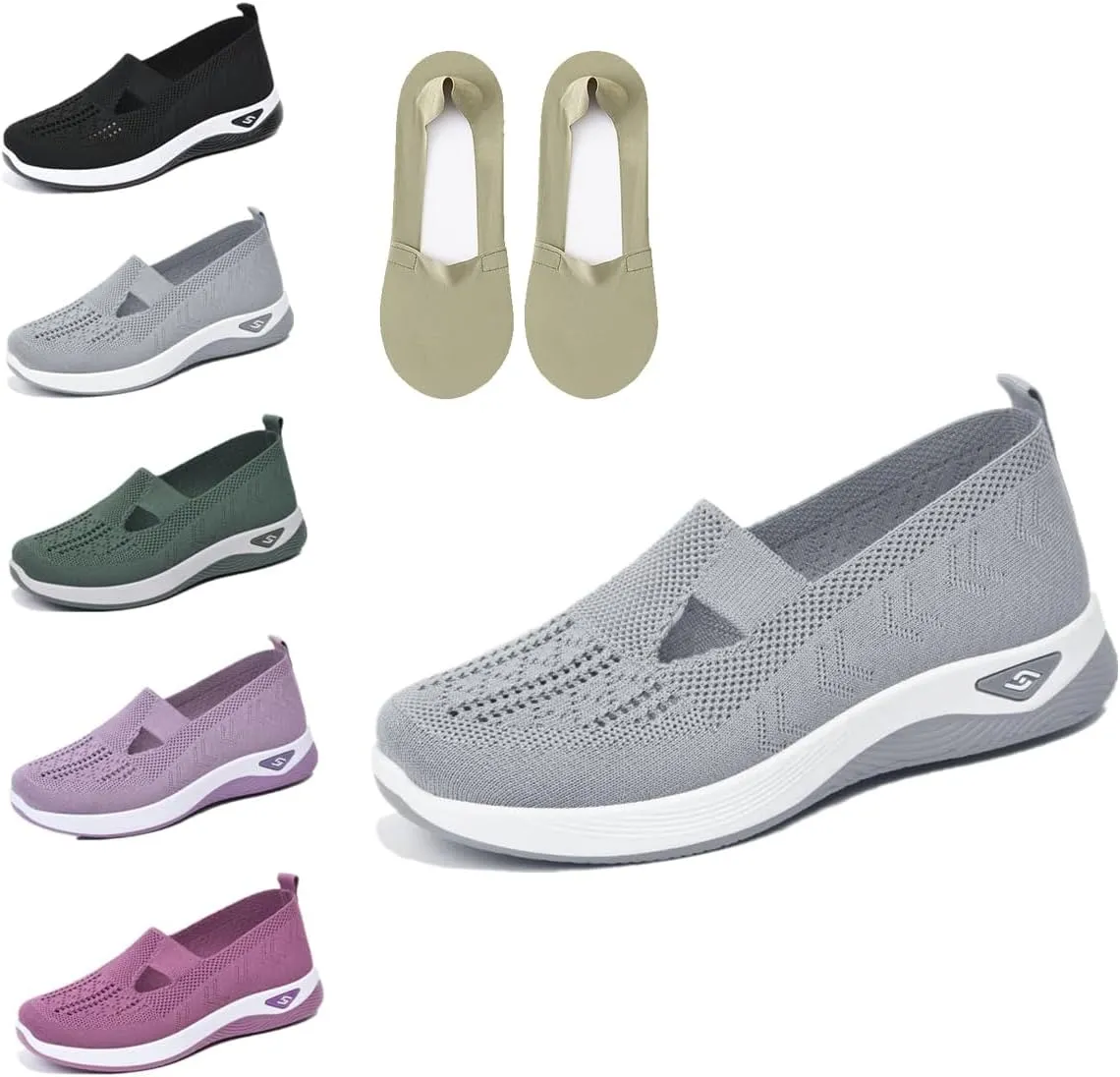 Lunashinex Knitted Sneakers, Orthopedic Women's Comfortable Breathable Knitted Sneakers, Lightweight Outdoor Slip-On Sneakers for Women