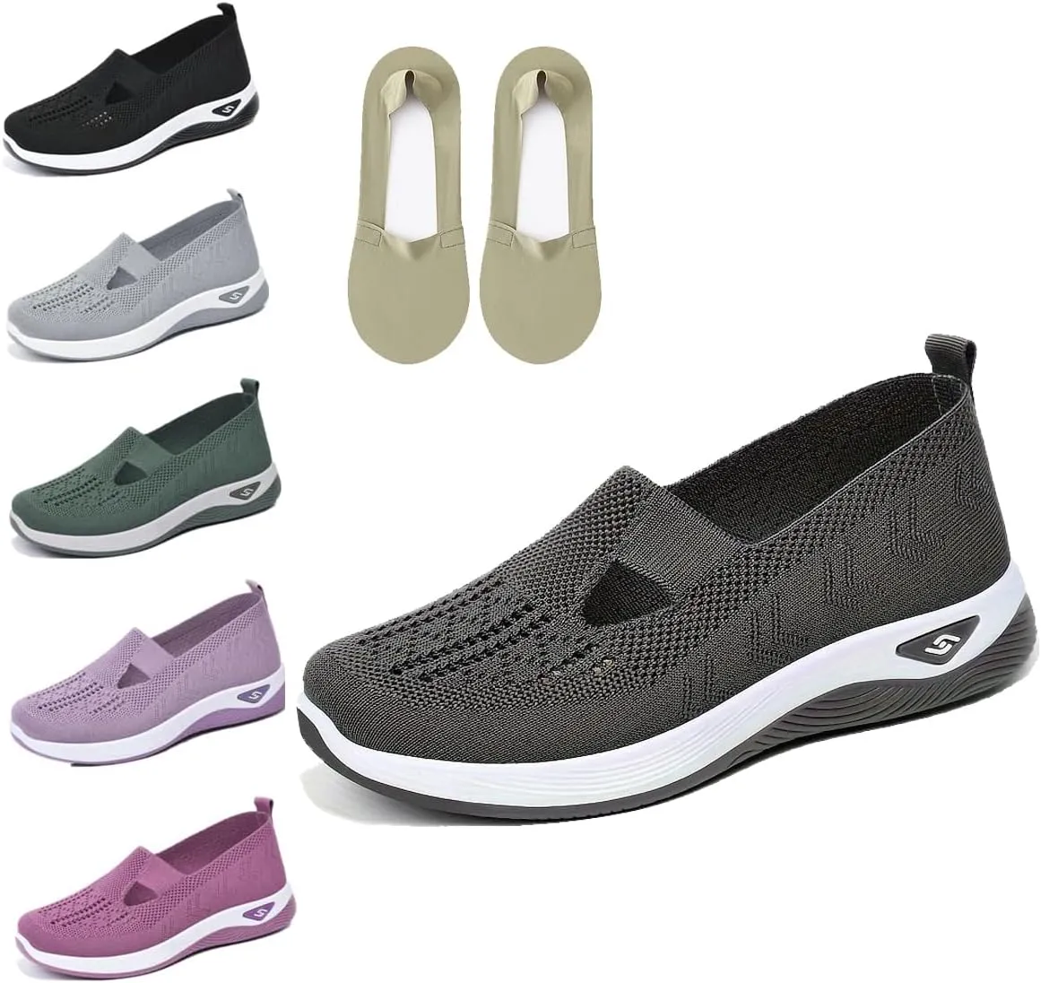 Lunashinex Knitted Sneakers, Orthopedic Women's Comfortable Breathable Knitted Sneakers, Lightweight Outdoor Slip-On Sneakers for Women