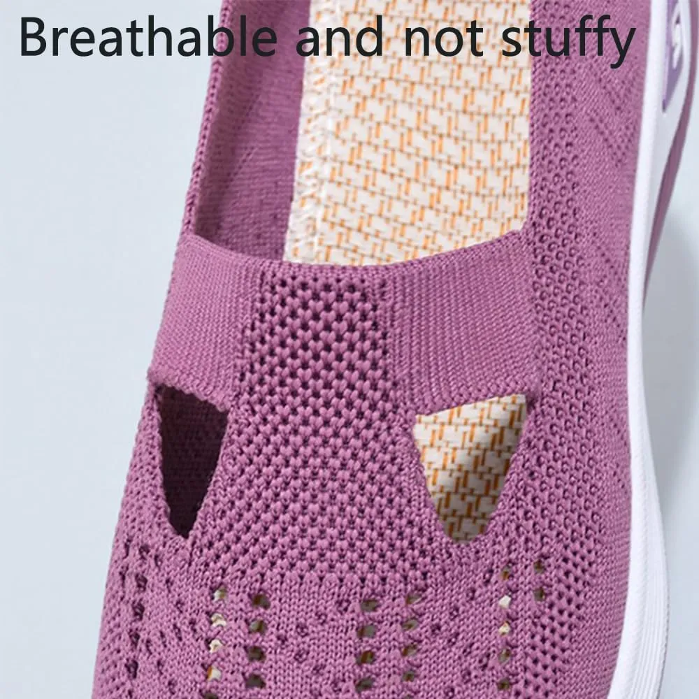 Lunashinex Knitted Sneakers, Women's Comfortable Breathable Knitted Sneakers, Cut-Out Woven Orthopedic Sneakers
