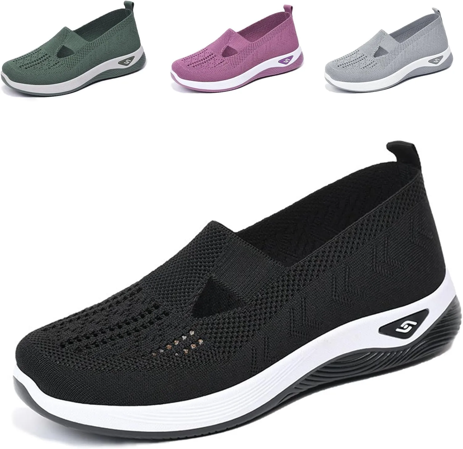 Lunashinex Knitted Sneakers, Women's Comfortable Breathable Knitted Sneakers, Cut-Out Woven Orthopedic Sneakers
