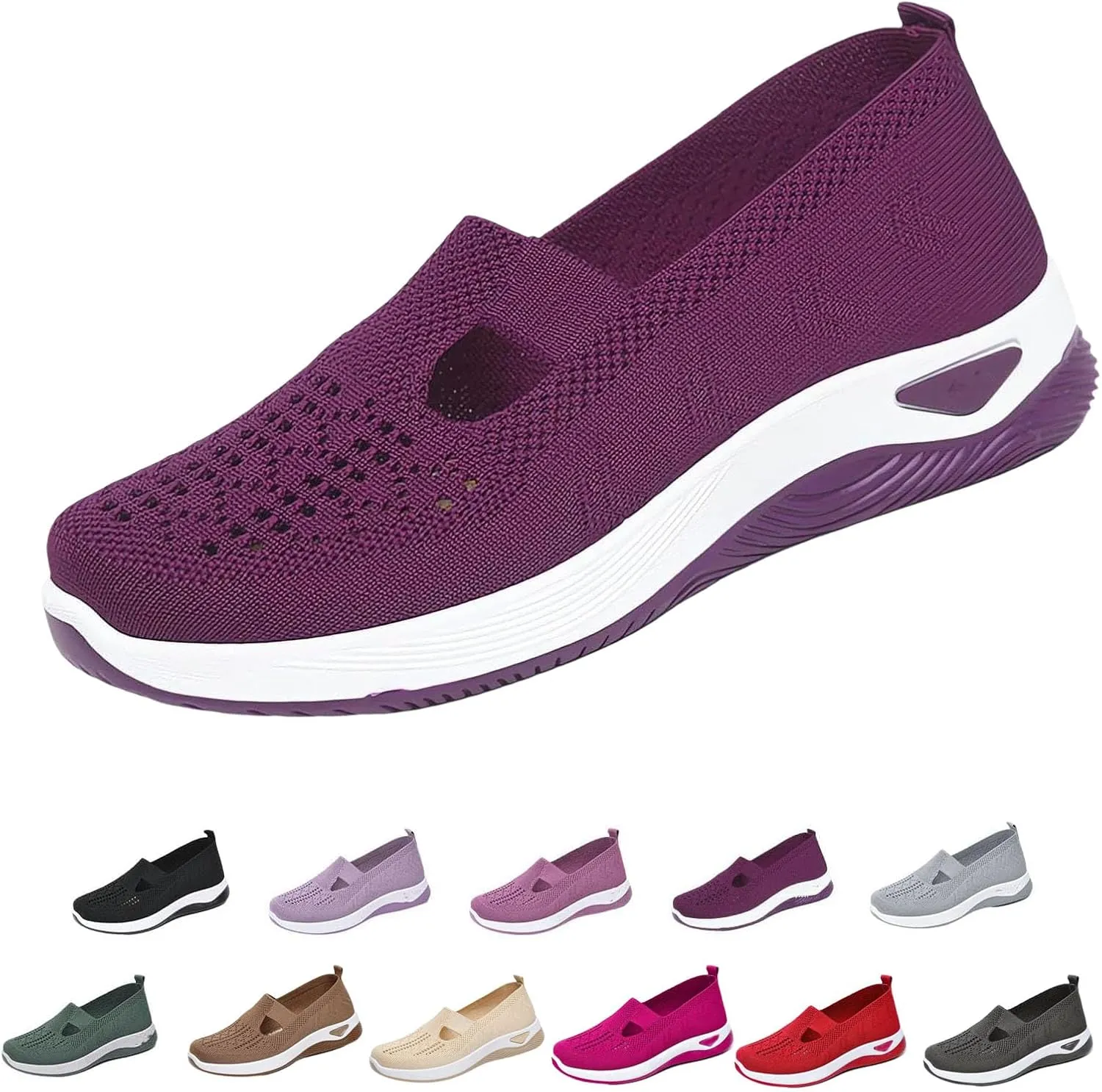 Lunashinex Knitted Sneakers.Women's Comfortable Breathable Knitted Sneakers, Cut-Out Orthopedic Slip-On Sneakers