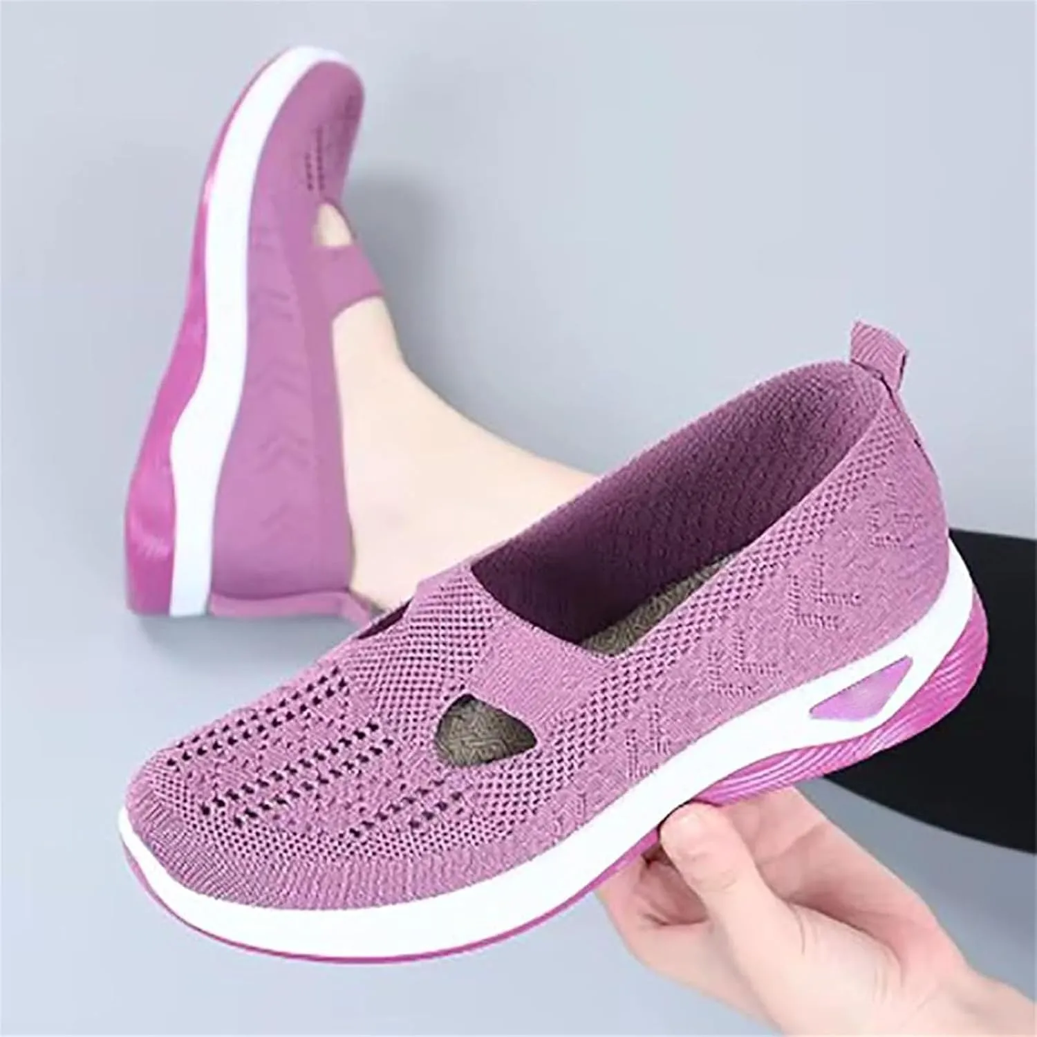 Lunashinex Knitted Sneakers.Women's Comfortable Breathable Knitted Sneakers, Cut-Out Orthopedic Slip-On Sneakers