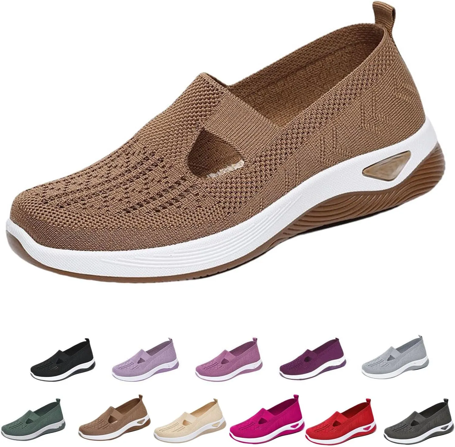 Lunashinex Knitted Sneakers.Women's Comfortable Breathable Knitted Sneakers, Cut-Out Orthopedic Slip-On Sneakers