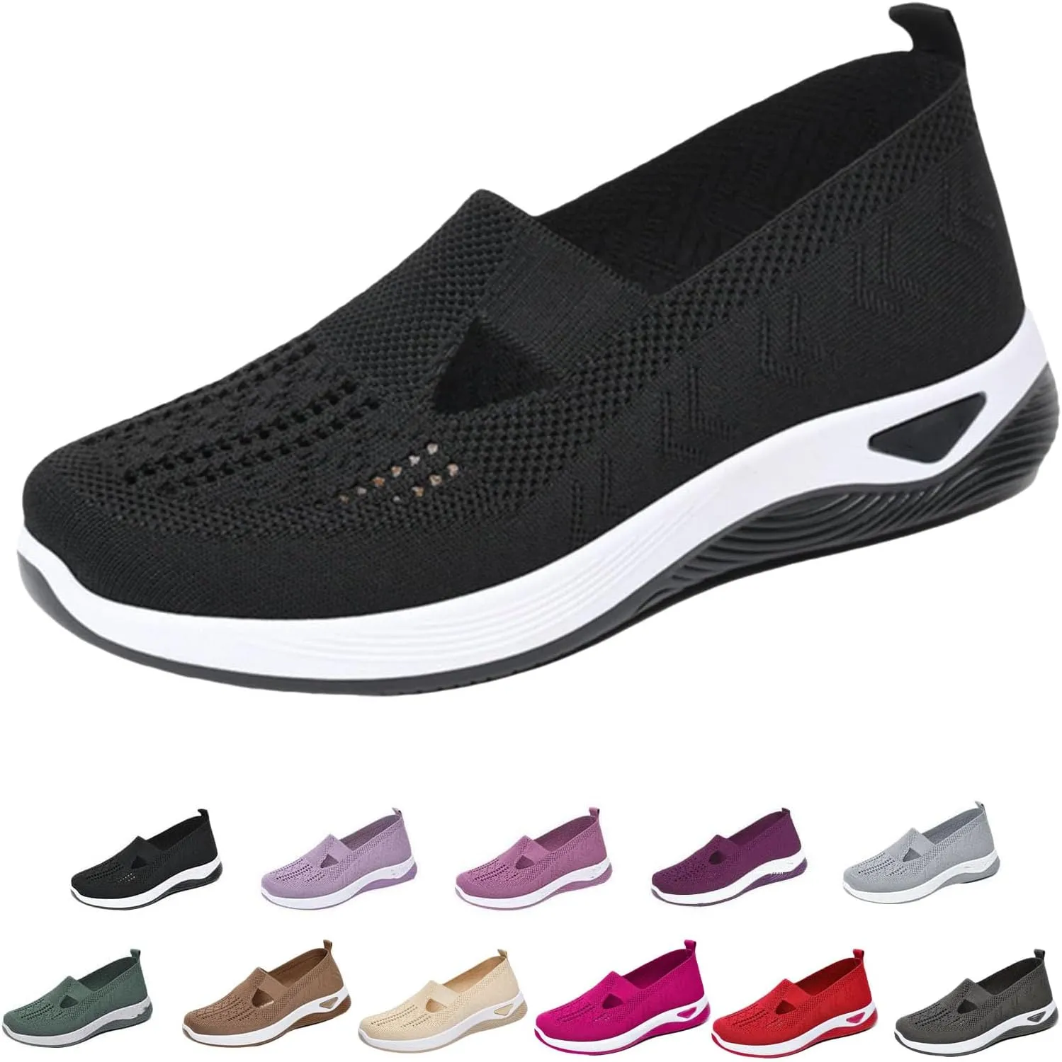 Lunashinex Knitted Sneakers.Women's Comfortable Breathable Knitted Sneakers, Cut-Out Orthopedic Slip-On Sneakers