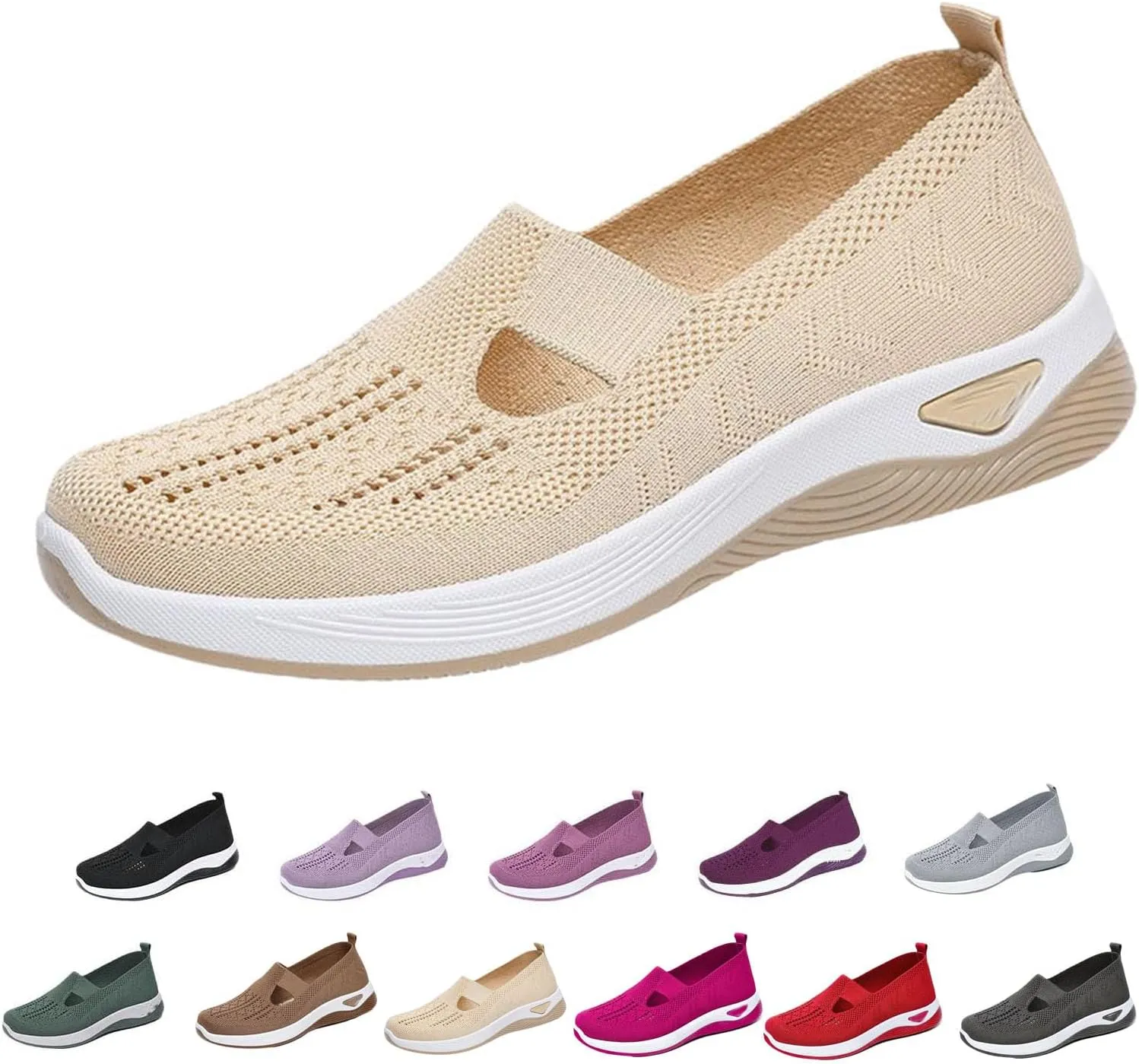 Lunashinex Knitted Sneakers.Women's Comfortable Breathable Knitted Sneakers, Cut-Out Orthopedic Slip-On Sneakers