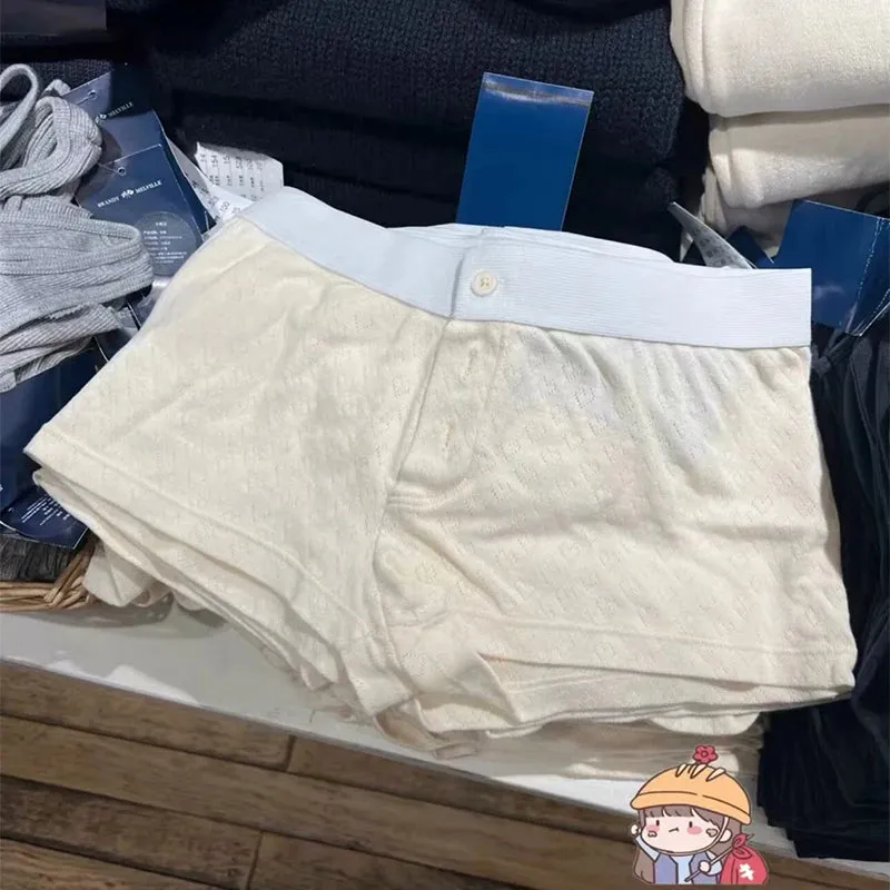 LVSANW Casual Women Soft Cotton Front Buttons Shorts 2024 Summer Vintage Low Waist Female Chic Bottoms
