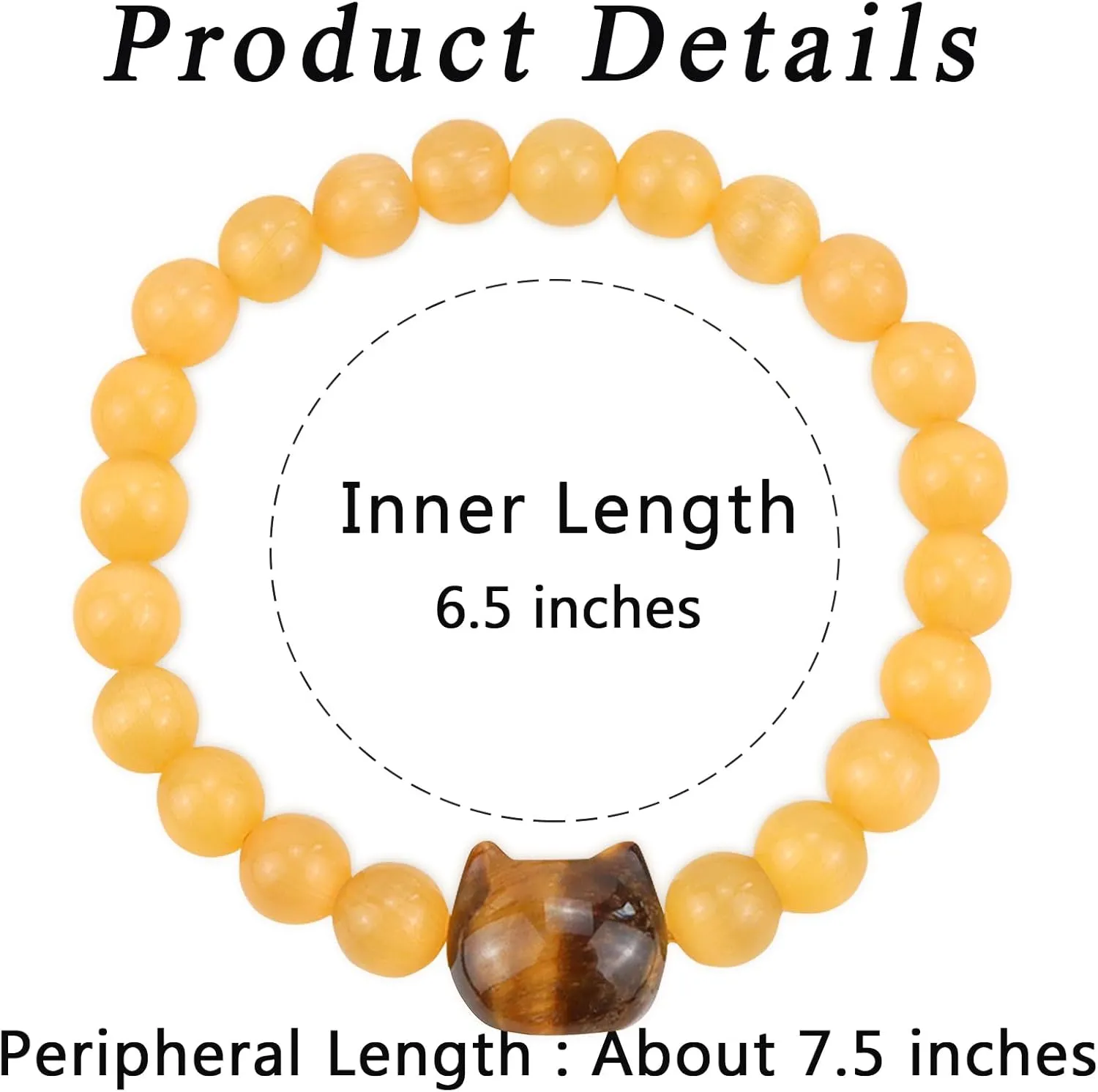 MAIBAOTA Cat Bracelet, Cat Jewelry Gifts for Women Men, 8 mm Crystal Bracelet for Good Luck, Money Attraction, Natural Stone Beaded Bracelet, Cat Gifts for Cat Lovers