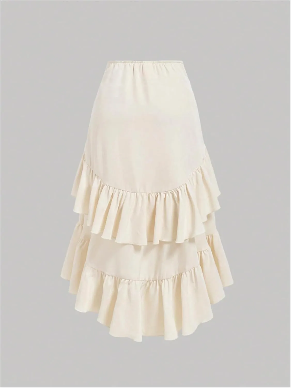 MakeMeChic Women's Ruched Ruffle Hem Tiered High Low Asymmetrical Drawstring Maxi Long Skirts