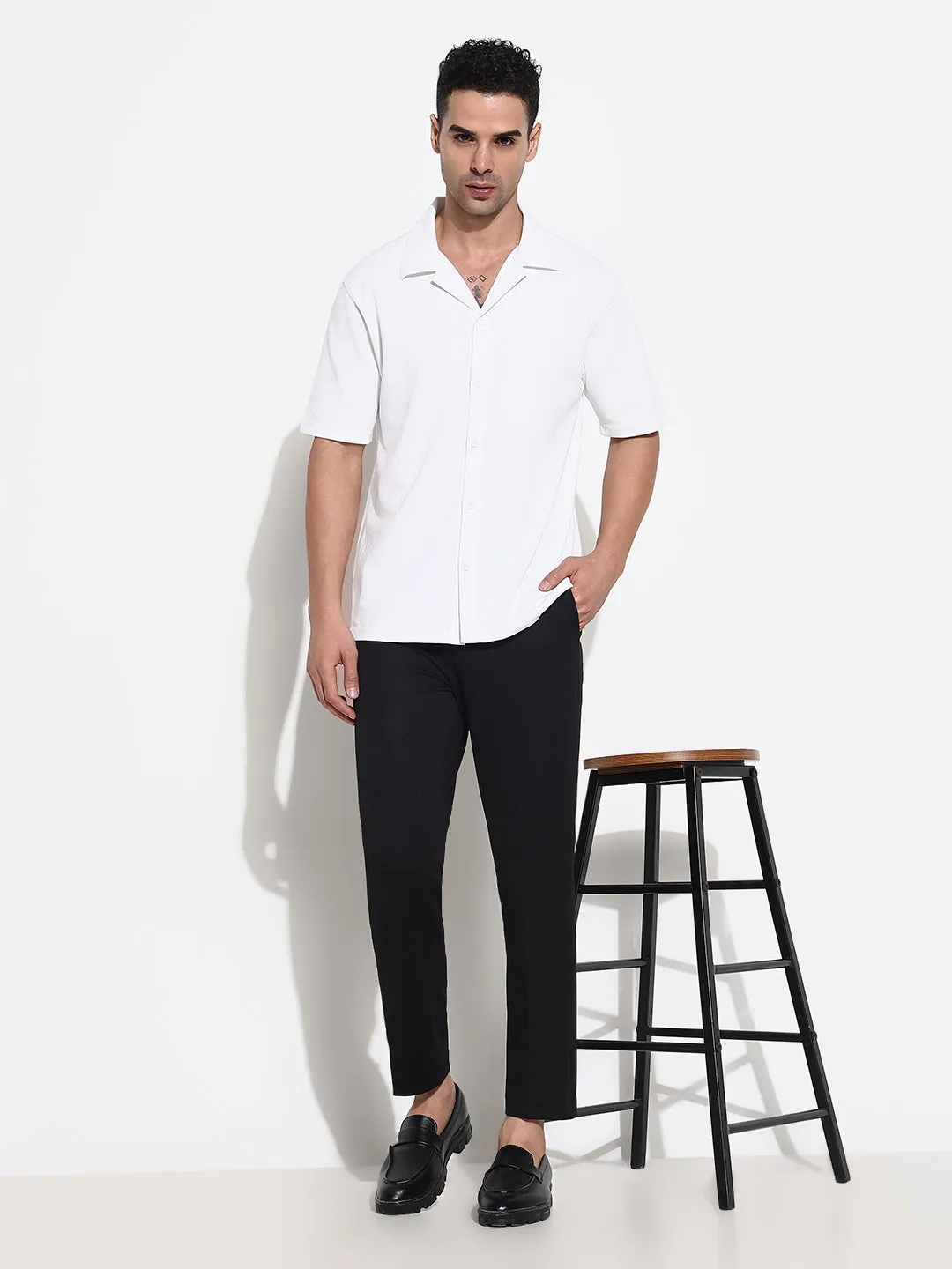 Men Black Solid Slim Fit Formal Trousers