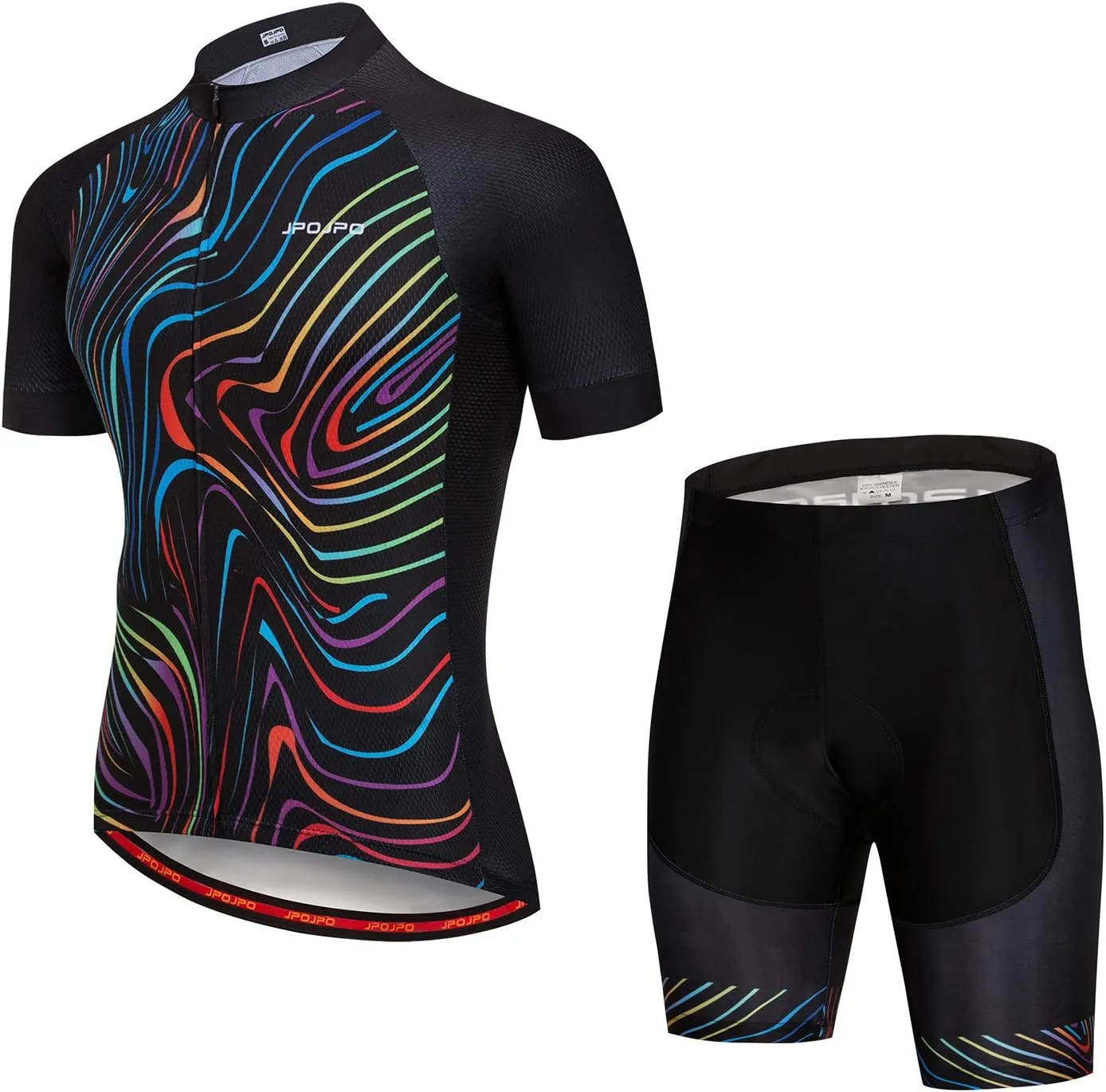 Men Cycling Jersey Set Bike Short Sleeve Shirt Tops 5D Padded Shorts S-3XL