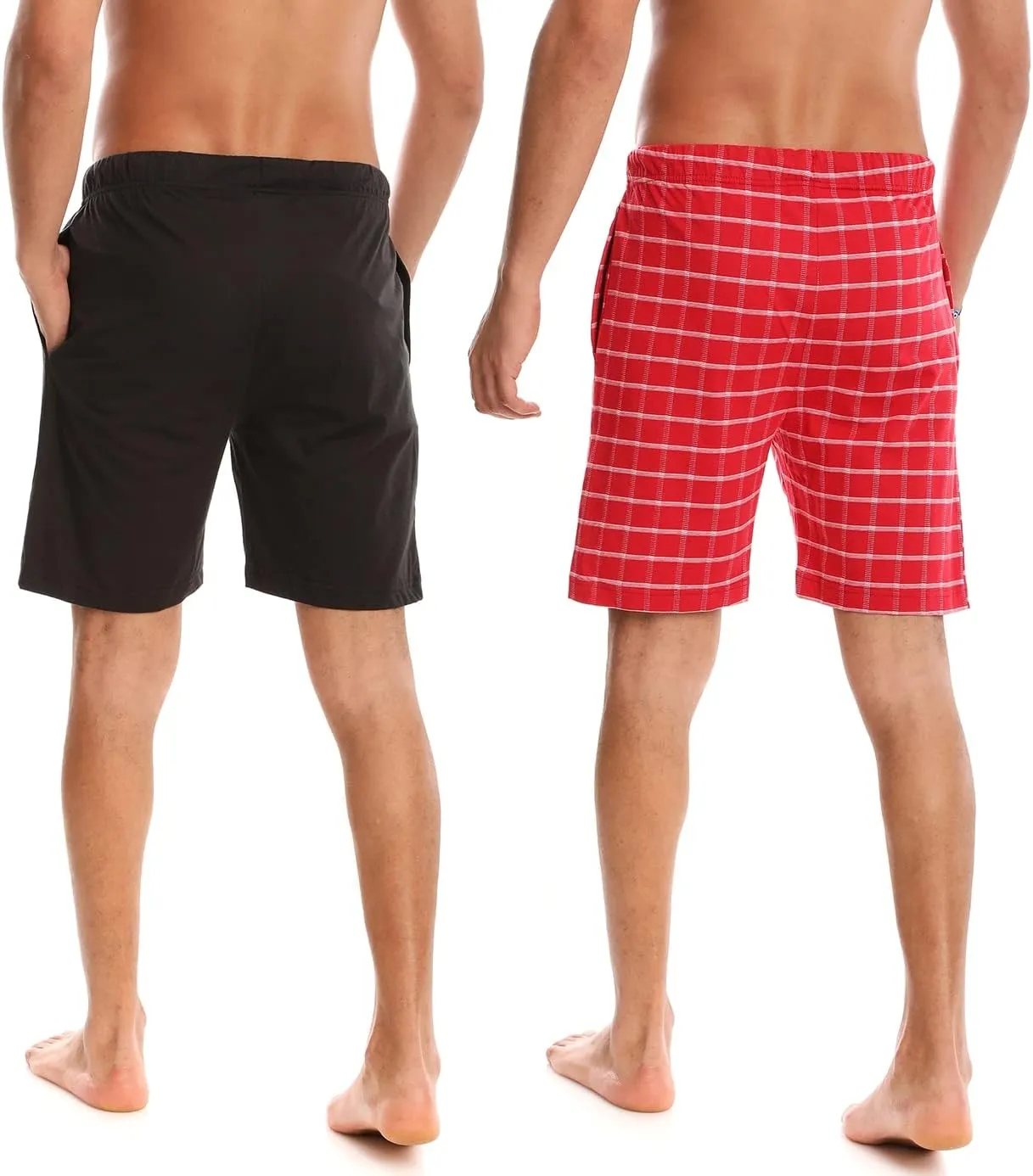 Mens (2-Pack) Cotton Rich Knit Short | Sleepwear Shorts with Pockets | Ultra Soft, Breathable (Made in Egypt)